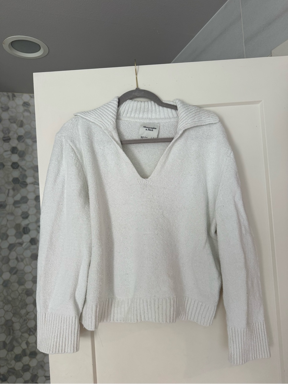 Abercrombie & Fitch Cream V-Neck Sailor Collar Sweater